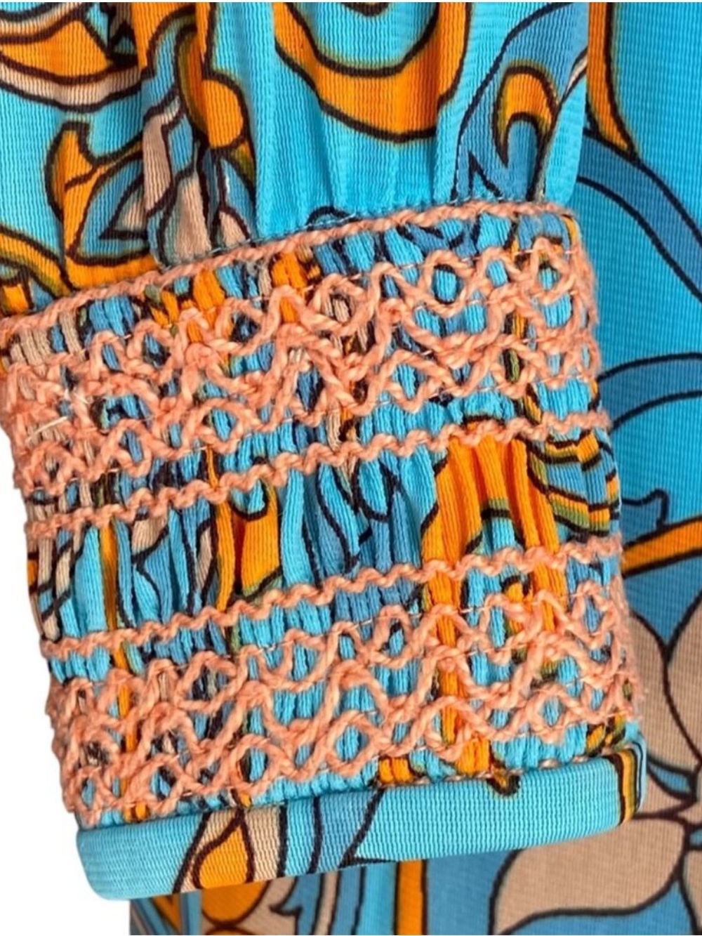 Vintage Dress Small Fall Saks Fifth Avenue 60s Crochet Boho 70s Retro Paisley - Picture 4 of 16